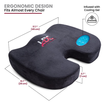 Memory Foam Seat Cushion - Office Chair Cushion for Sciatica Pain Relief, Butt Pillow for Tailbone Pain Relief - Back Support Gel Seat Cushion for Car, Home Chair, Wheelchair